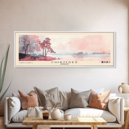 Chiemsee, Germany Watercolor Print, Vacation Gift, Germany Wall Art, Beach Painting, Beach Decor, Large Wall Art, Wood Frame Art