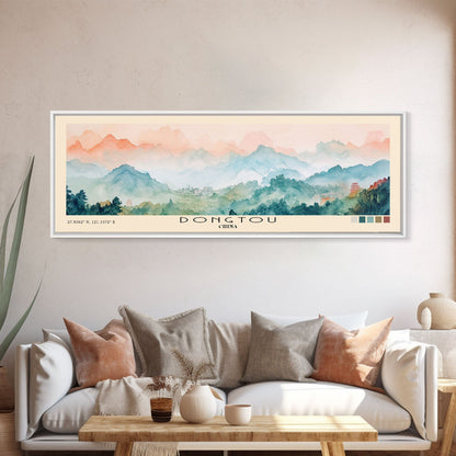 Dongtou, China Watercolor Print, Vacation Gift, China Wall Art, Beach Painting, Beach Decor, Large Wall Art, Wood Frame Art