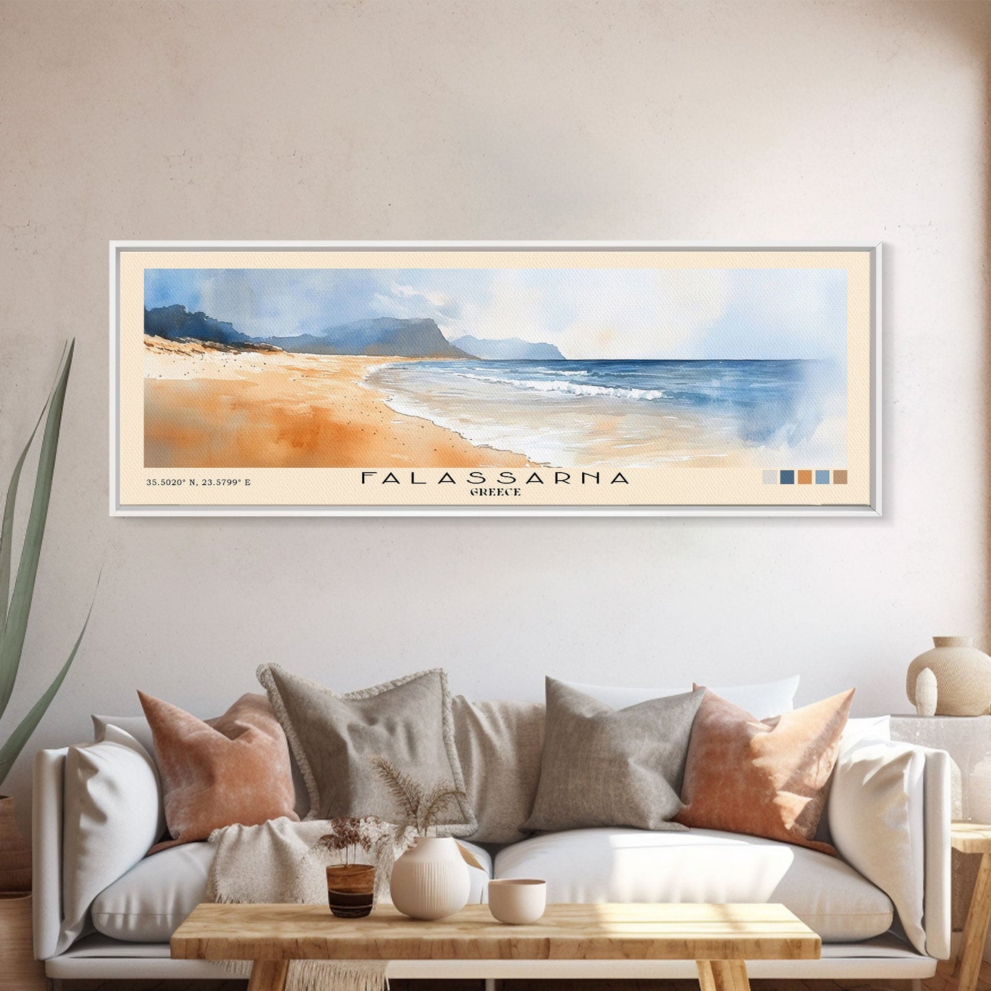 Falassarna, Greece Watercolor Beach Print, Vacation Gift, Greece Wall Art, Beach Painting, Beach Decor, Beach Painting
