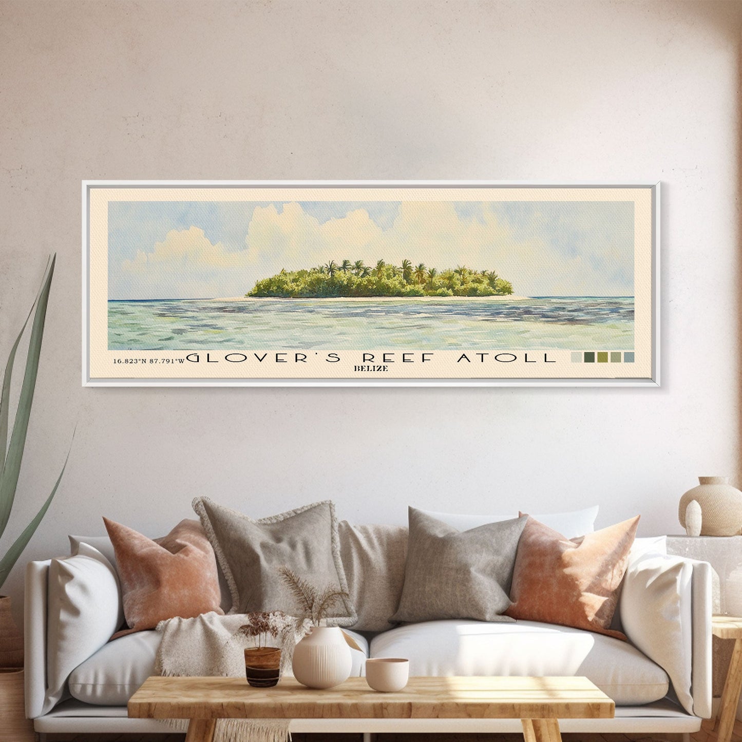 Glover’s Reef Atoll, Belize Watercolor Beach Print, Vacation Gift, Belize Wall Art, Beach Painting, Beach Decor, Beach Painting