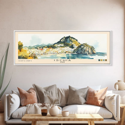 Ischia, Italy Watercolor Beach Print, Vacation Gift, Italy Wall Art, Beach Painting, Beach Decor, Beach Painting