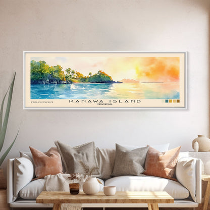 Kanawa Island, Indonesia Watercolor Print, Vacation Gift, Indonesia Wall Art, Beach Painting, Beach Decor, Large Wall Art, Wood Frame Art
