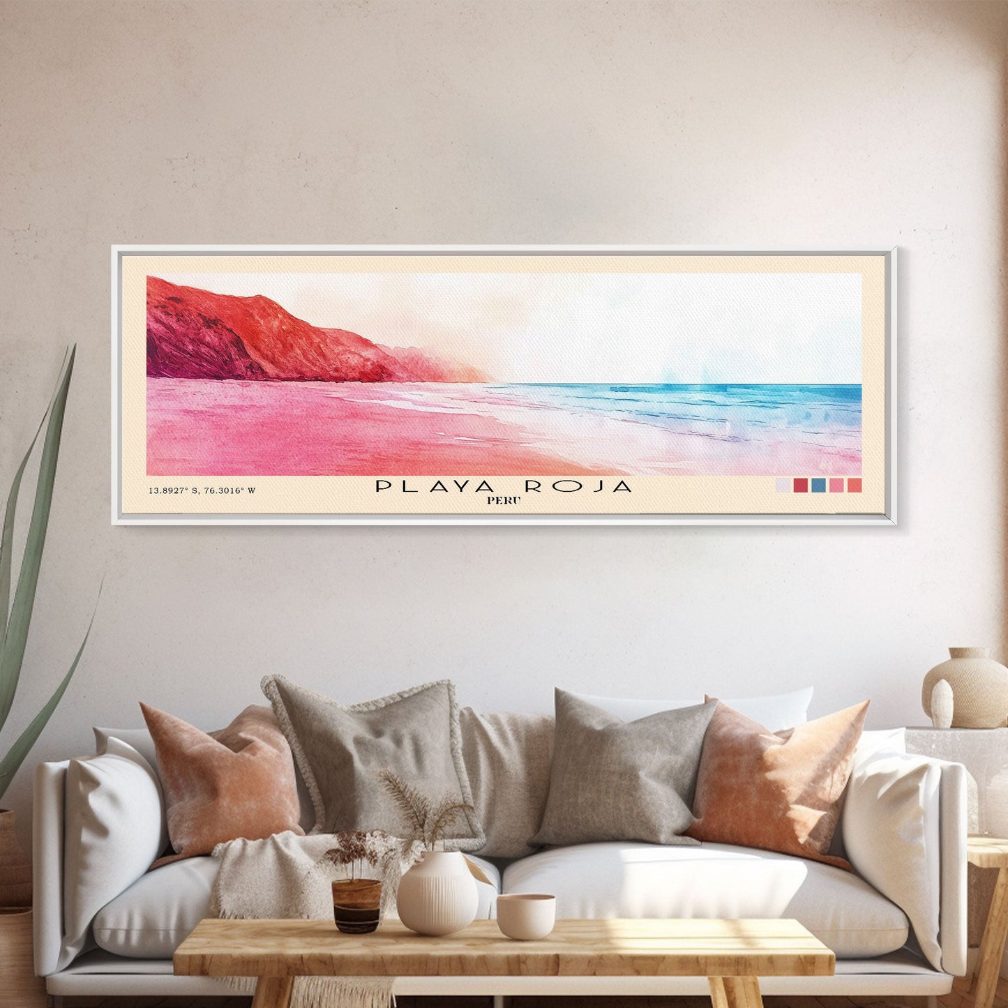 Playa Roja, Peru Watercolor Beach Print, Vacation Gift, Peru Wall Art, Beach Painting, Beach Decor, Beach Painting