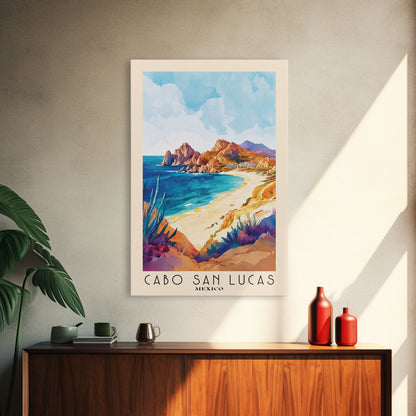 Cabo San Lucas, Mexico Watercolor Print, Vacation Gift, Mexico Wall Art, Beach Painting, Beach Decor, Large Wall Art, Wood Frame Art