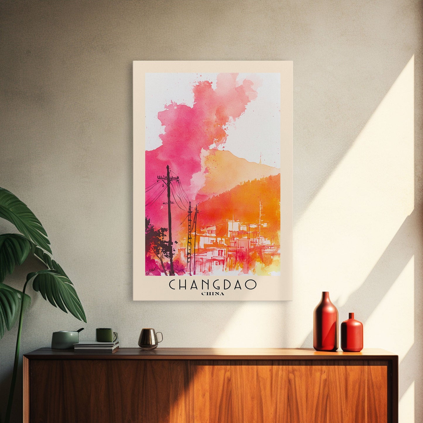 Changdao, China Watercolor Beach Print, Vacation Gift, China Wall Art, Beach Painting, Beach Decor, Beach Painting