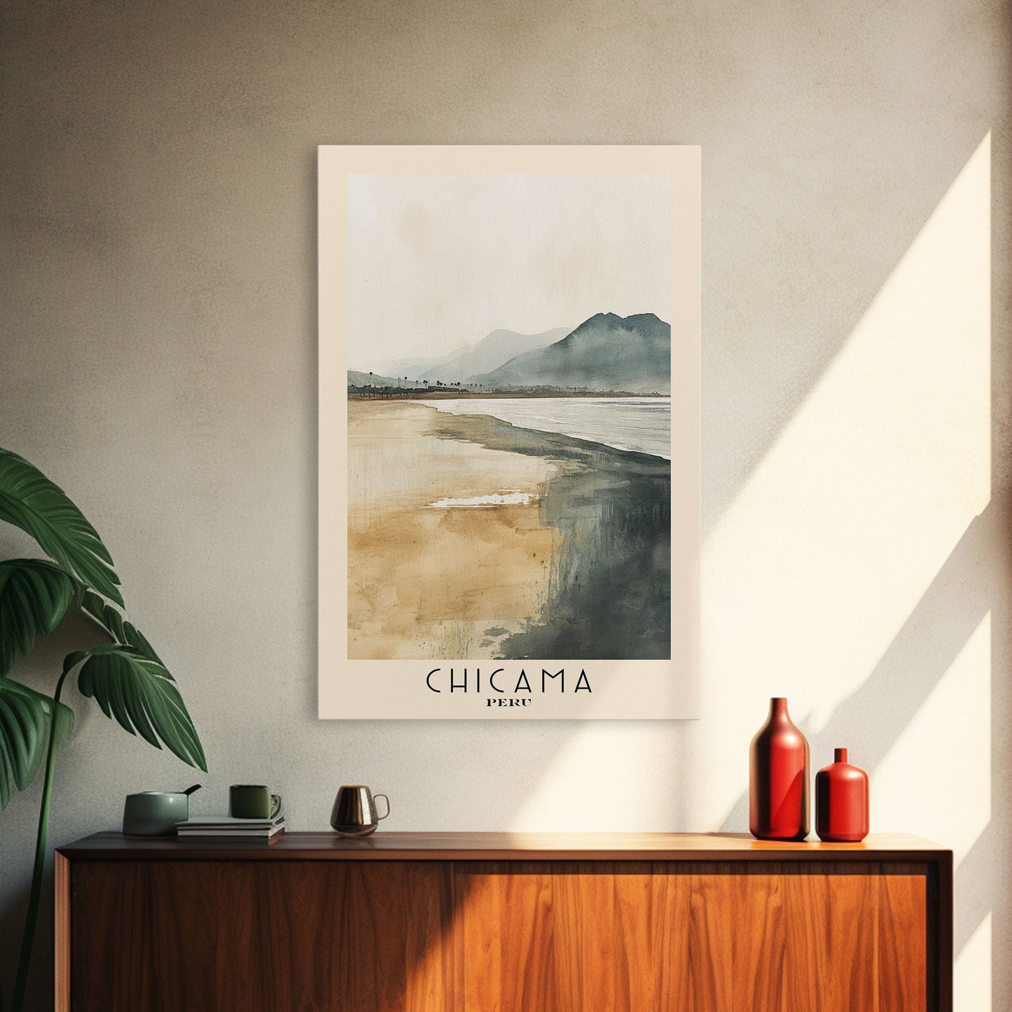 Chicama, Peru Watercolor Beach Print, Vacation Gift, Peru Wall Art, Beach Painting, Beach Decor, Beach Painting