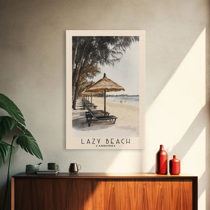 Lazy Beach, Cambodia Watercolor Beach Print, Vacation Gift, Cambodia Wall Art, Beach Painting, Beach Decor, Beach Painting