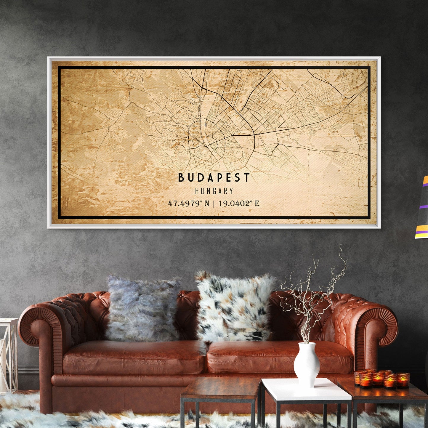 Budapest Hungary map print poster or framed canvas, Budapest map print poster canvas, Budapest map print poster canvas, Vintage Travel Art