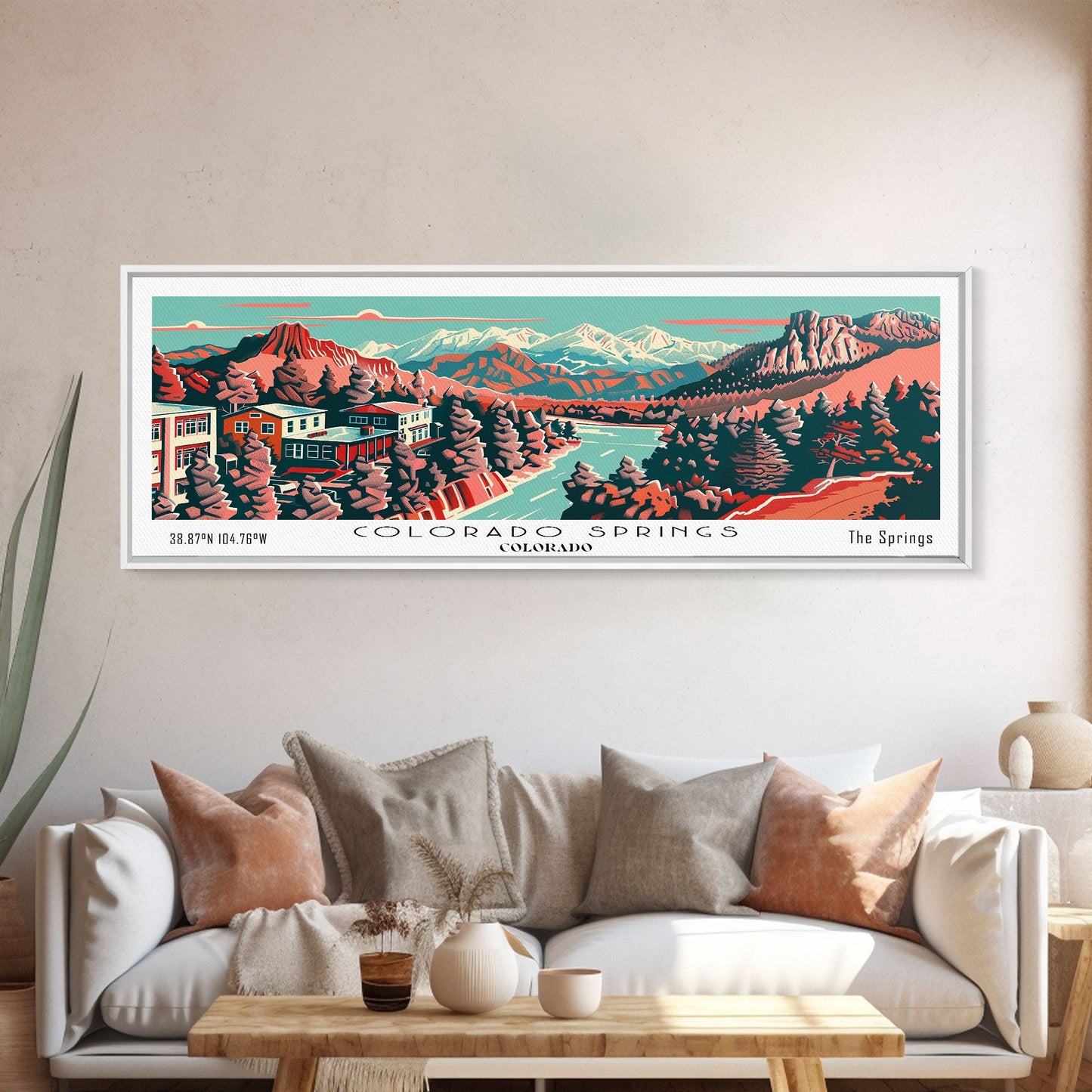 Colorado Springs Colorado Panoramic Travel Poster Canvas Print