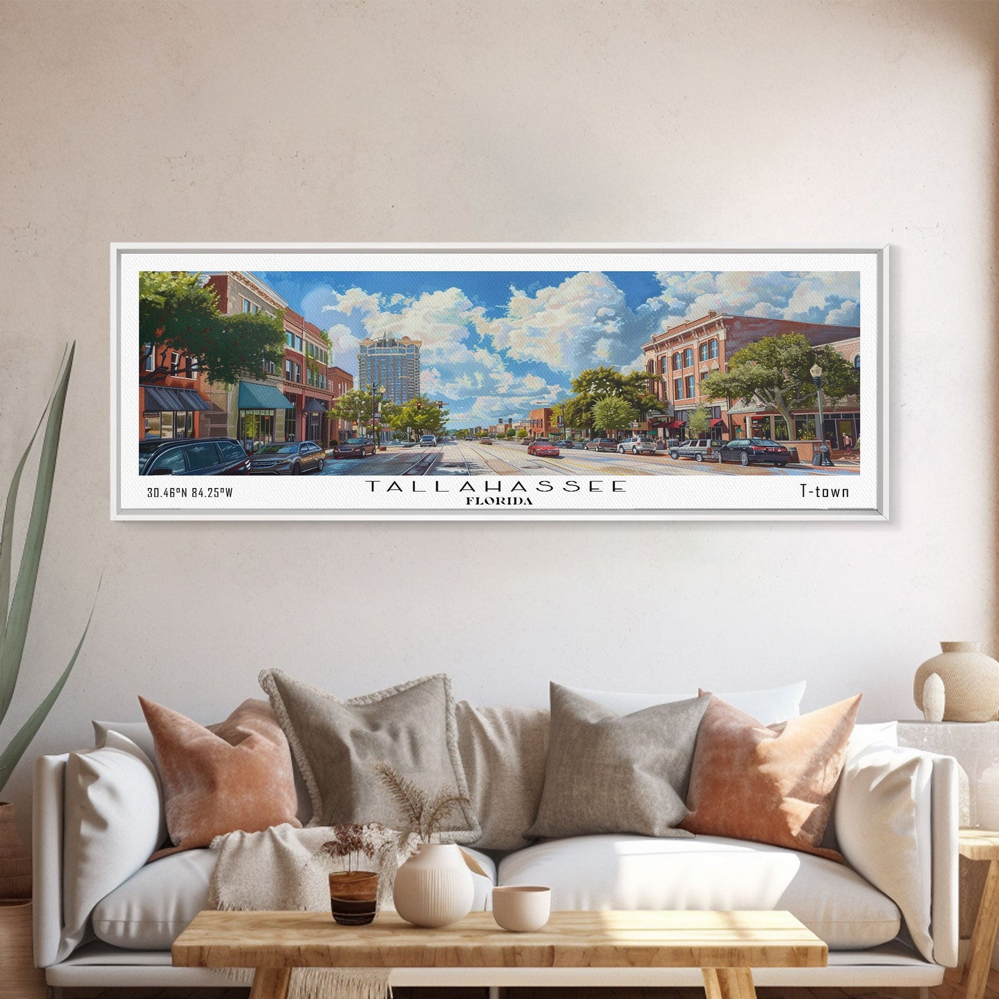 Tallahassee Florida Travel Poster, Framed Canvas Print, Wall Art, Home Decor, Travel Gift, Living Room Art, Retro Style Art