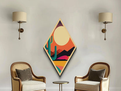 MCM Desert Art Framed Canvas Texture Art, Canvas Embossed Wall Art, Retro Style Home Decor, Office Wall Art