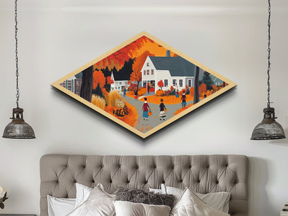 Kaleidoscope Burst One Diamond Shaped Canvas Art Print modern abstract colorful geometric wall decor vibrant living room gift