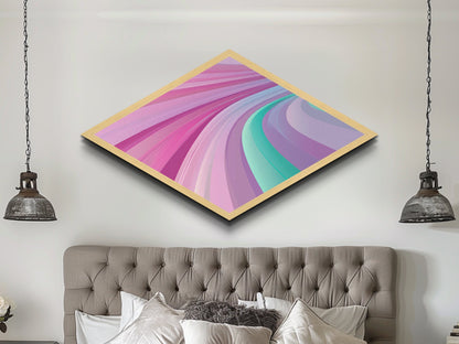 Dream Swirl Diamond Shaped Canvas Embossed Print soft pastel pink green abstract wall decor modern teen girl room unique aesthetic print