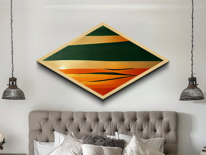 Diamond Shaped Desert Layers — Abstract Minimalist Landscape Canvas Art Print, Bold Sunset Palette Wall Decor, Modern Art Gift