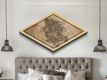 Las Vegas Diamond Shaped City Map, Custom Diamond Shaped Wall Art, City Map Canvas