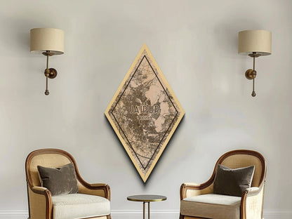 Jaipur - India Diamond Shaped Travel Poster, Custom Diamond Shaped Wall Art, City Map Canvas