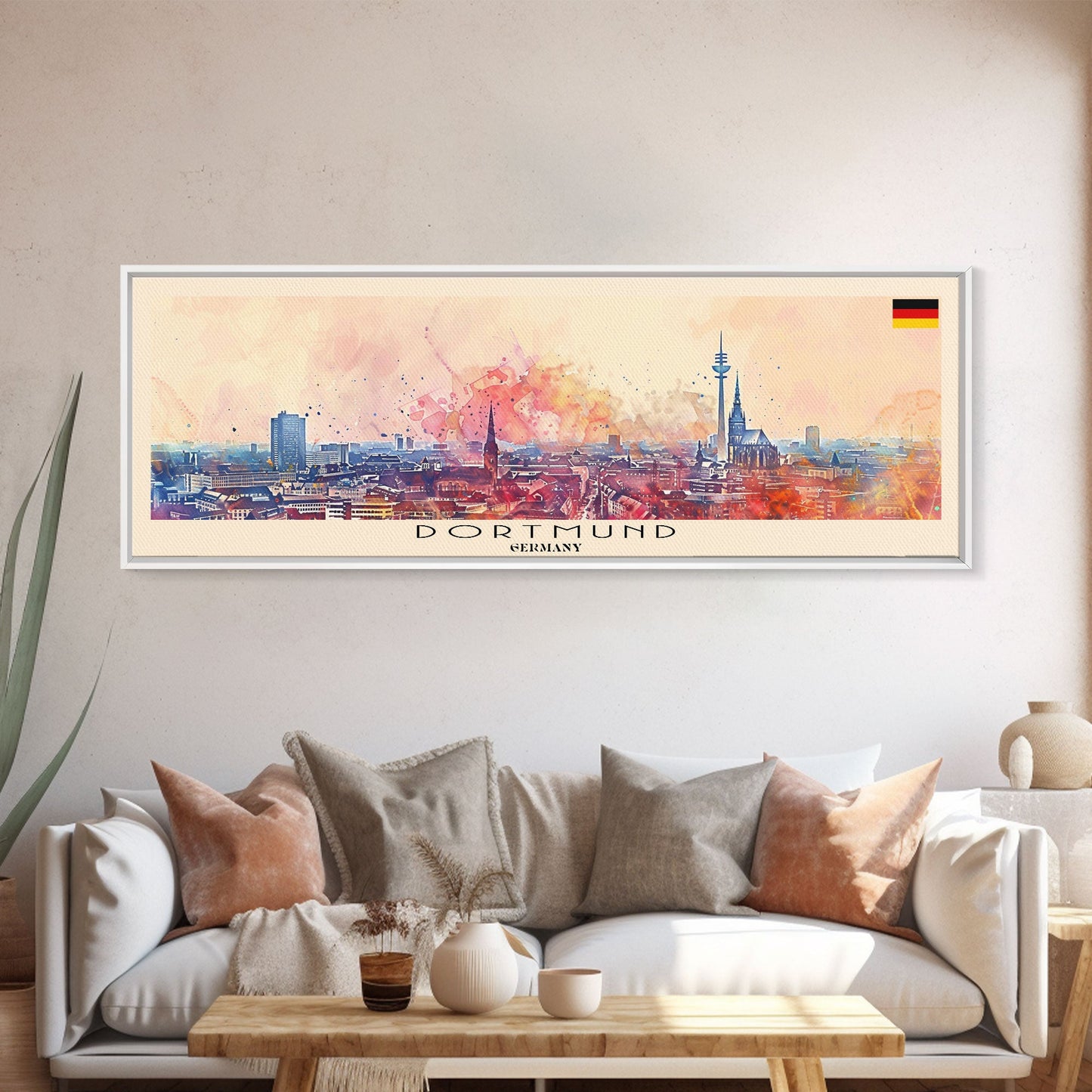 Dortmund Germany Wall Art, Panoramic Travel Poster, Panoramic Framed Canvas Print, City Wall Art, Wall Hanging Home Decor, Travel Art