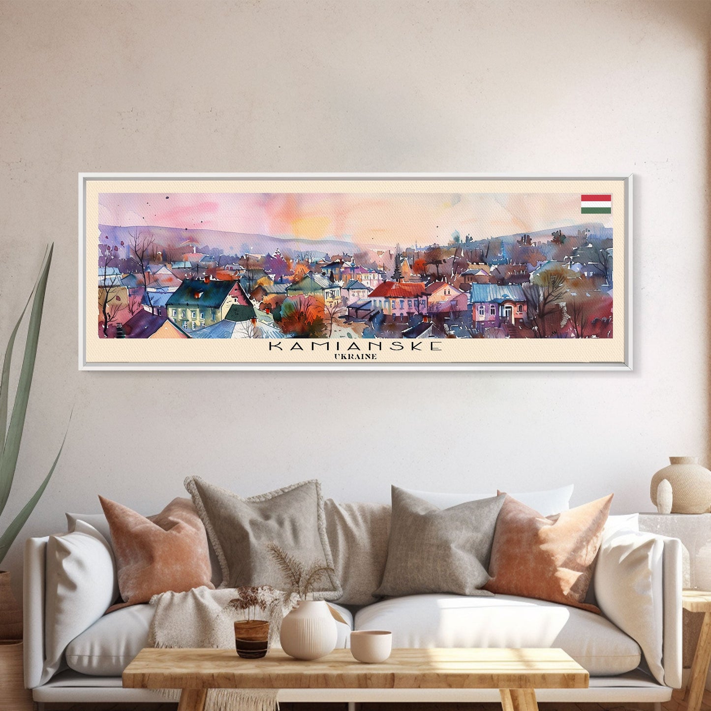 Kamianske Ukraine Wall Art, Panoramic Travel Poster, Panoramic Framed Canvas Print, City Wall Art, Wall Hanging Home Decor, Travel Art
