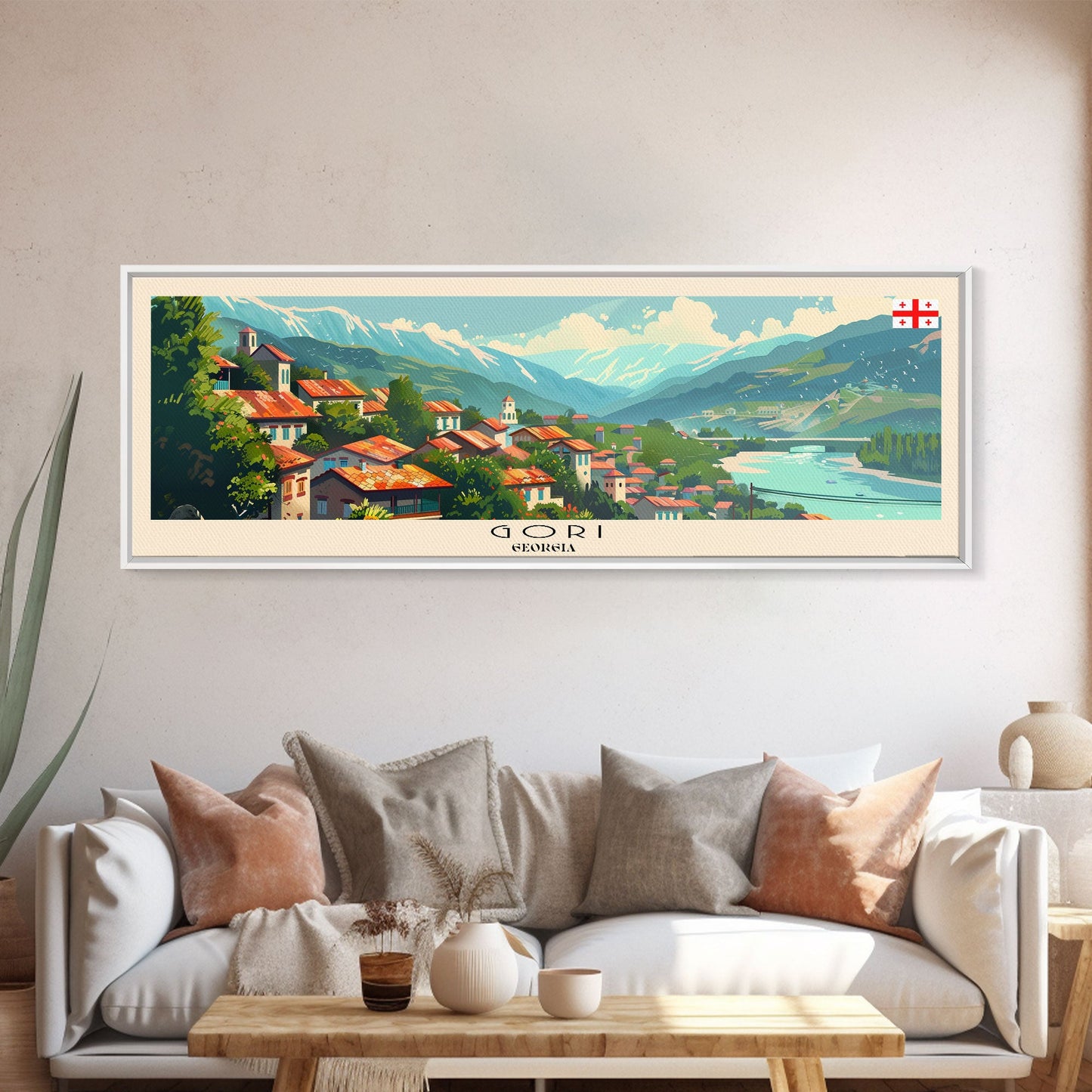 Gori Georgia Travel Print Wall Art, Panoramic City Art, Travel Art, Wall Decor, Vacation Gift, Framed Canvas Print Or Metal Art