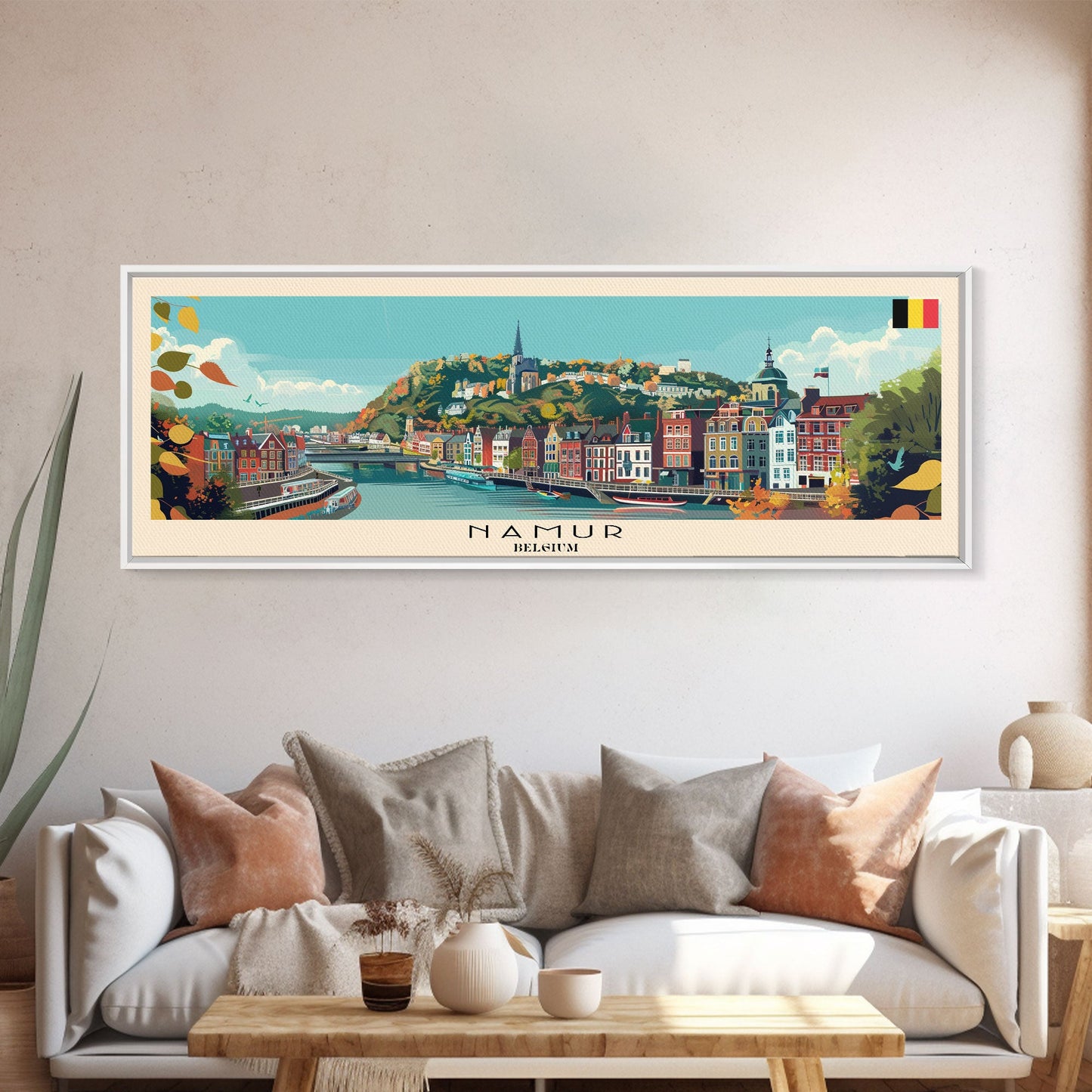 Namur Belgium Wall Art, Panoramic Travel Poster, Panoramic Framed Canvas Print, City Wall Art, Wall Hanging Home Decor, Travel Art