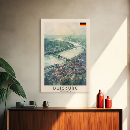 Duisburg, Germany Framed Canvas Print. Ideal Wall Art for Modern Living Room or Bedroom Decor, Stunning Urban Travel Poster.