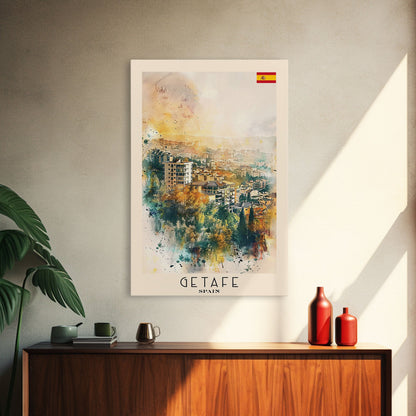 Getafe Spain Skyline Art, Framed Canvas Print, Bedroom Wall Art, Travel Poster Art, Home Decoration, Spanish Art