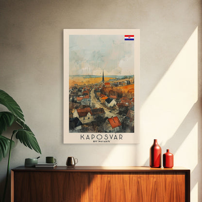 Kaposvar Hungary Urban Landscape, Framed Canvas Print, Travel Poster, Wall Art, Home Decoration, Cityscape Decor, Living Room Art, Hungarian City