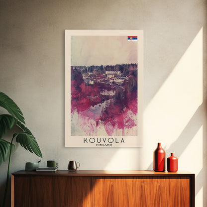 Kouvola Finland Scenic Winter View, Framed Canvas Print, Travel Poster, Wall Art, Bathroom Decor, Finnish Urban Landscape, Scenic Winter Painting
