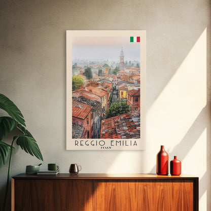 Reggio Emilia Italy Travel Poster Framed Canvas Print, Watercolor Painting, Scenic Wall Art, Home Decor, Italian Landscape, Artistic Art