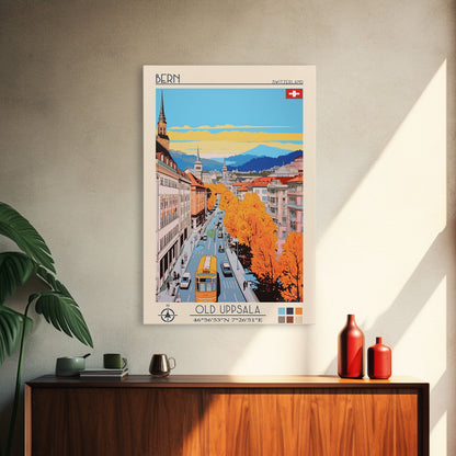 Bern Switzerland Travel Poster Framed Canvas Print, Midcentury Modern Art, Pop Art Wall Decor, Home Decor, Vacation Gift, Living Room Art