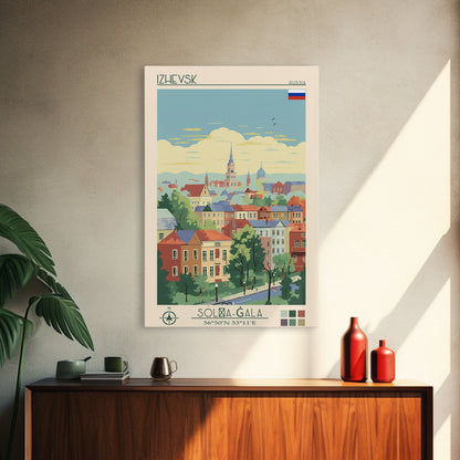 Izhevsk Russia Travel Poster Framed Canvas Print, Midcentury Modern Art, Pop Art Wall Decor, Scenic Living Room Art, Bedroom Gift