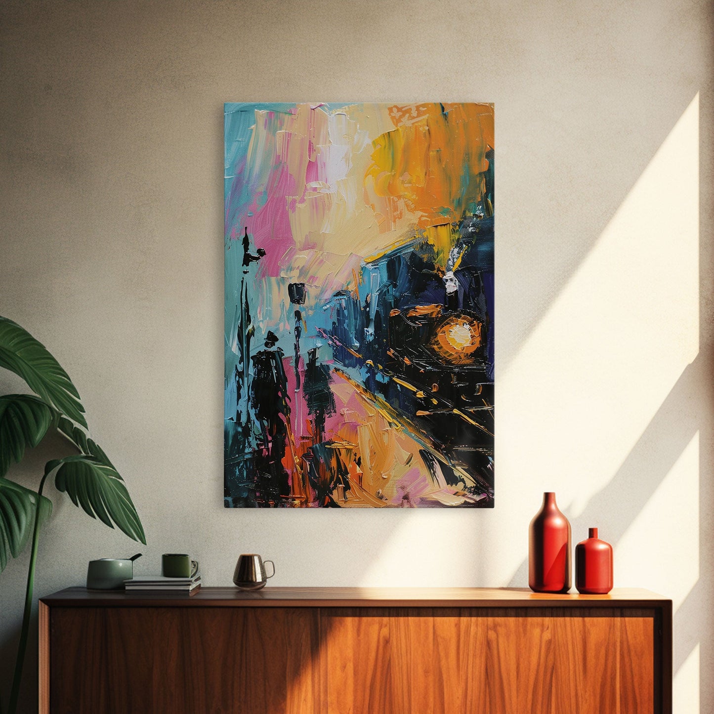 Haunted Carnival Ride at Night Framed Canvas Print, Halloween Wall Art, Spooky Home Decor, Ghostly, Haunted Amusement Park, Halloween Art