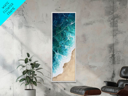 Tropical Beach and Palm Tree Under the Bright Sun, Vibrant Framed Canvas Print, Perfect for Summer Coastal Landscape Wall Art