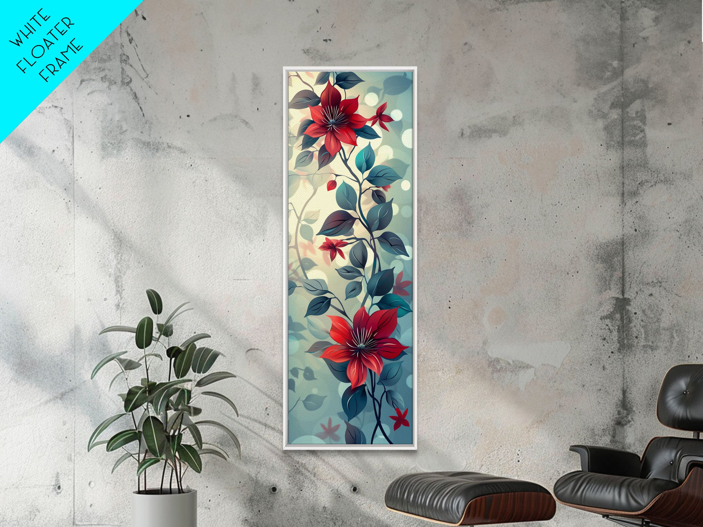 Canvas Print Vibrant Red Clematis Flowers Against Dreamy Background, Perfect For Botanical Wall Art