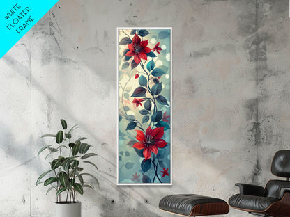 Canvas Print Vibrant Red Clematis Flowers Against Dreamy Background, Perfect For Botanical Wall Art