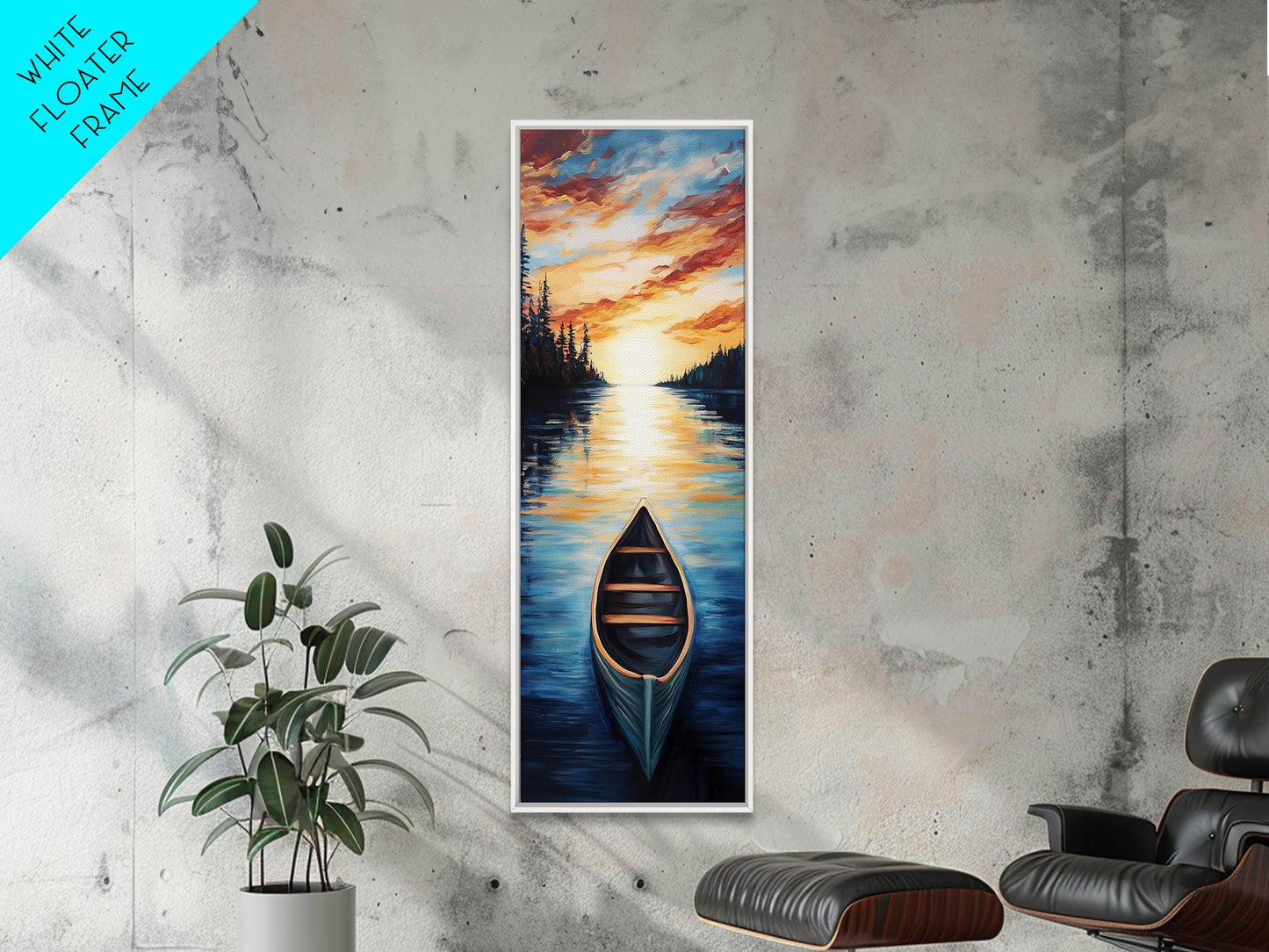 Sunset Canoe Reflection Canvas Print Coastal Landscape Art Nautical Decor Rustic Wall Art Lake Tahoe Art Above Bed Wall Art