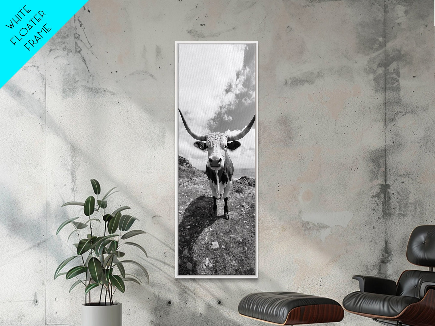 Texas Longhorn Art, Canvas Print, rustic decor, bull and bear art, cowboy western wall art, farmhouse decor, barn landscape oil painting