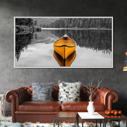 Reflections of Nature, lake Tahoe art, pine tree art, landscape painting, nature wall art, extra wide art, panoramic art, Canvas Print