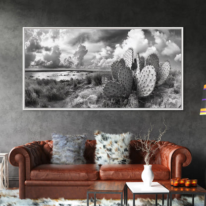 Desert Landscape, Joshua tree art, rustic decor, botanical prints, scenic view, panoramic art, southwest wall art, Canvas Print