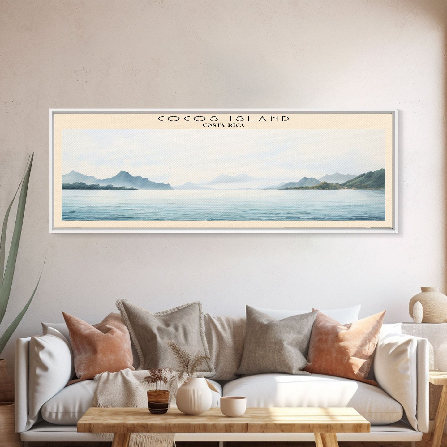 Cocos Island COUNTRY | Framed Travel Poster Canvas Print | Trendy Wall Art | Watercolor Painting | Living Room Art | Unique Art
