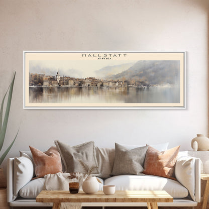 Hallstatt COUNTRY Travel Poster Print, Framed Canvas Print, COUNTRY Travel Art, Wood Framed Art, Wall Hanging, Home Decor