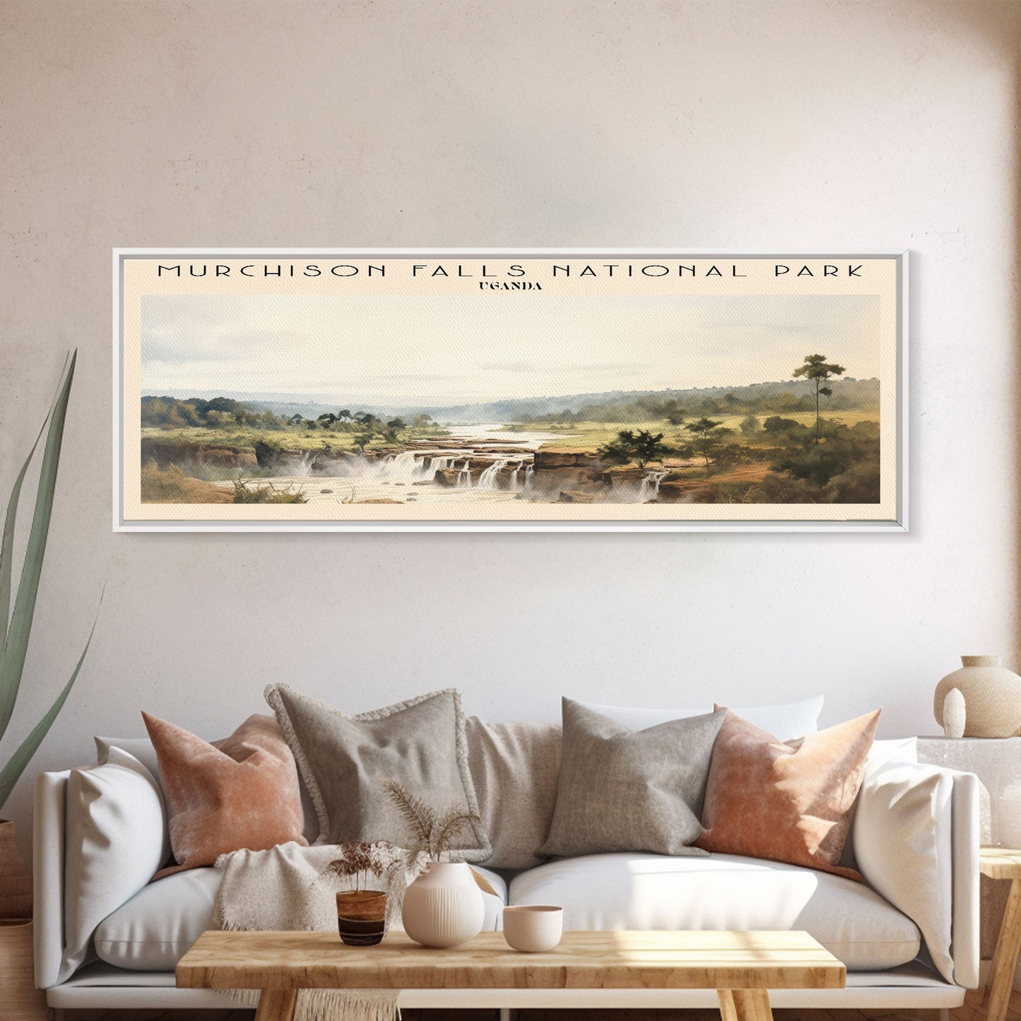 Murchison Falls Nationalpark-Reiseposter, gerahmter Leinwanddruck, Reisekunstwerk mit Landmotiv, Holzrahmen, Wandbehang, Wohndekoration