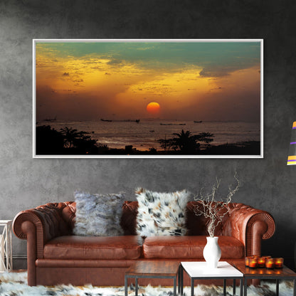 Canvas Print, Tropical sunset over the ocean, beach art, island life, living room wall art, guest room wall art