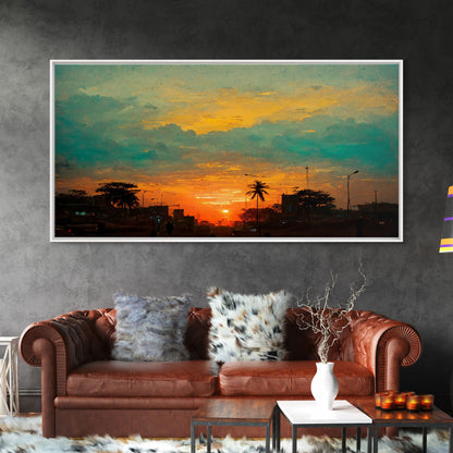 Los Angeles canvas print, sunset art, Los Angeles at Sunset, California, living room wall art, guest room wall art