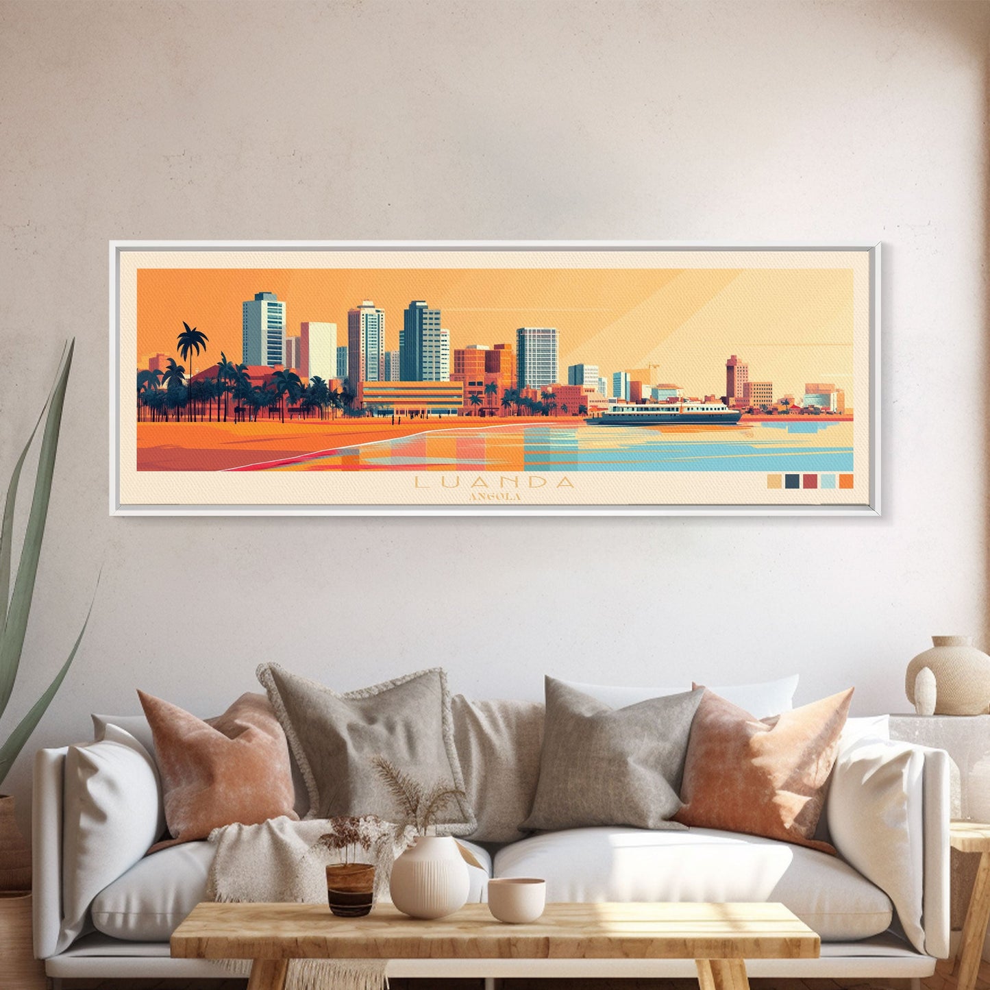 Panorama-Reiseposter Luanda, Angola, Leinwanddruck, Gemälde Luanda, Angola, Angola-Kunst, Reisekunst aus Luanda, Gemälde für Gästezimmer