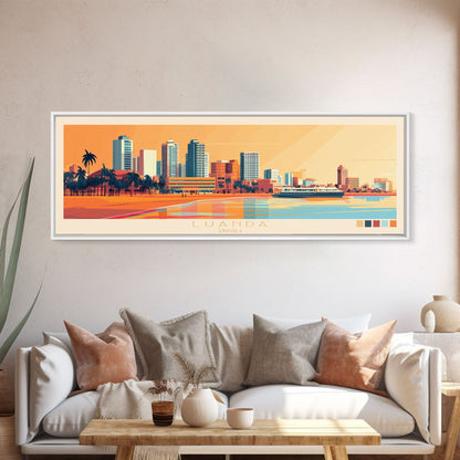 Panorama-Reiseposter Luanda, Angola, Leinwanddruck, Gemälde Luanda, Angola, Angola-Kunst, Reisekunst aus Luanda, Gemälde für Gästezimmer