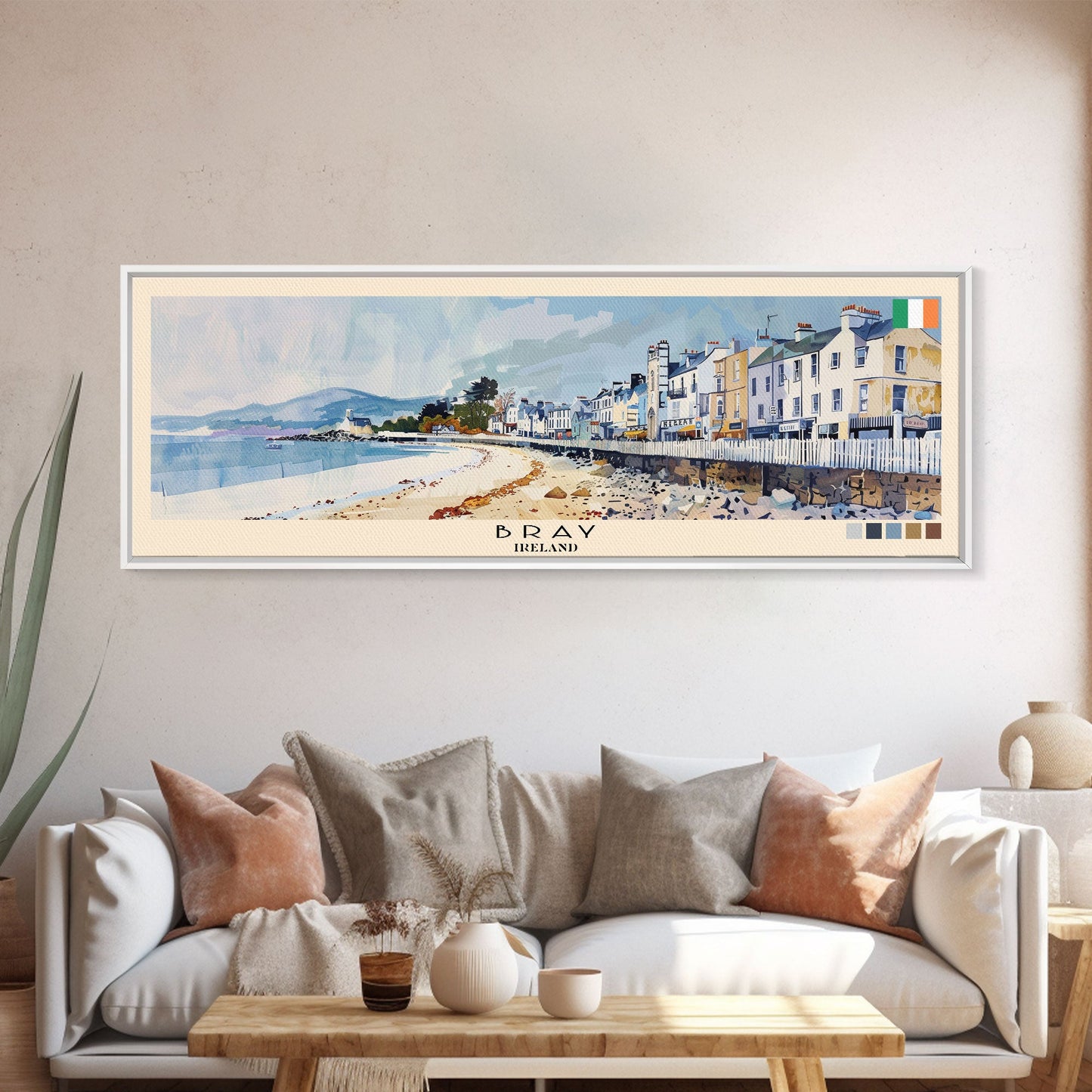 Bray, Ireland Panoramic Canvas Print, Bray, Ireland Painting, Ireland Art, Bray Travel Poster, Travel Art, Guest Room Painting