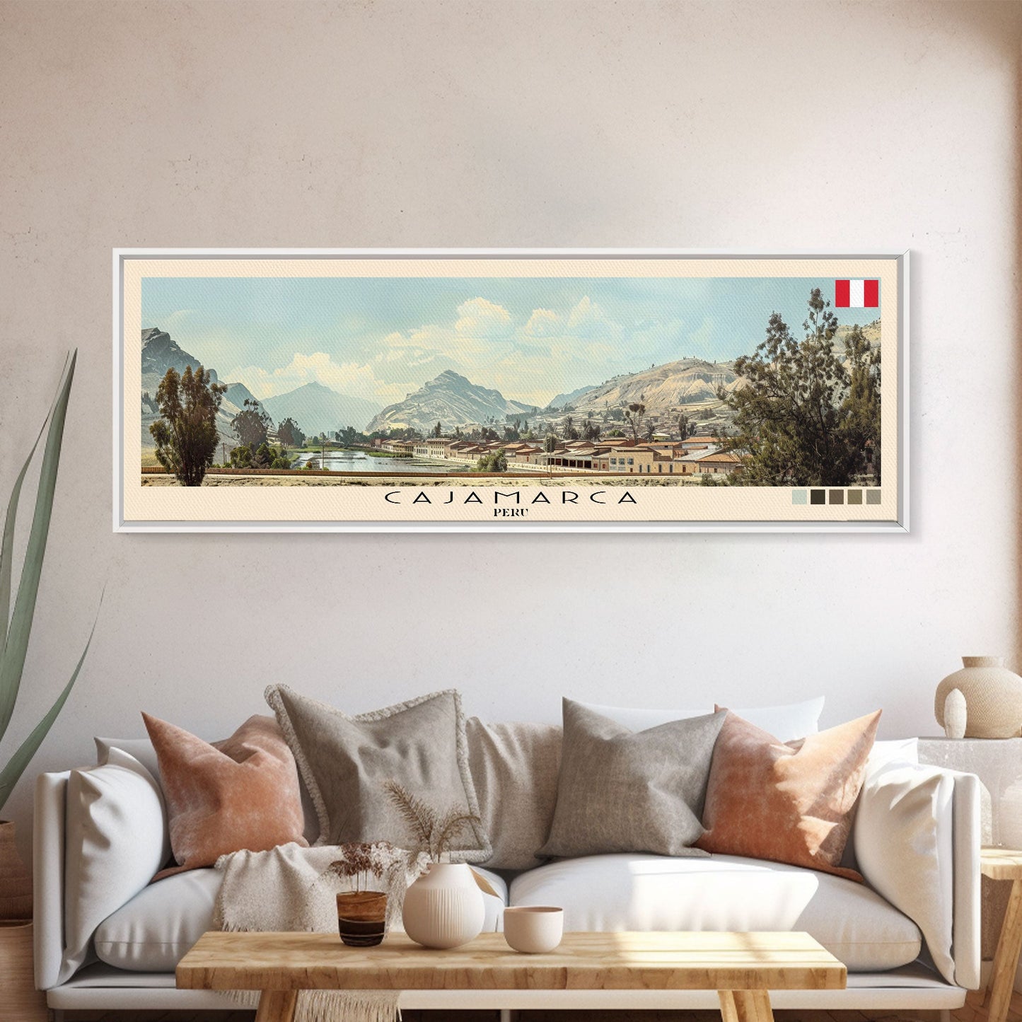 Cajamarca, Peru Panoramic Canvas Print, Cajamarca, Peru Painting, Peru Art, Cajamarca Travel Poster, Travel Art, Guest Room Painting