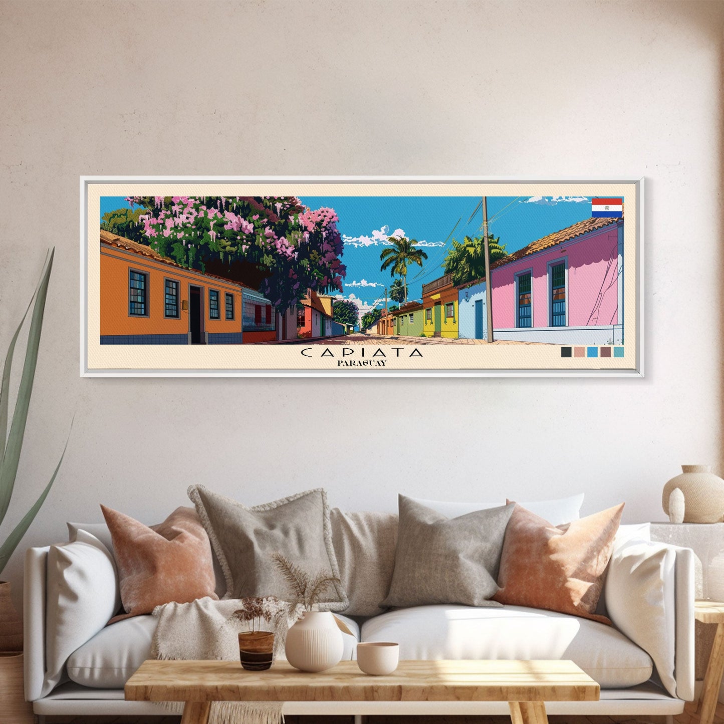 Capiata, Paraguay Panoramic Canvas Print, Capiata, Paraguay Painting, Paraguay Art, Capiata Travel Poster, Travel Art, Guest Room Painting