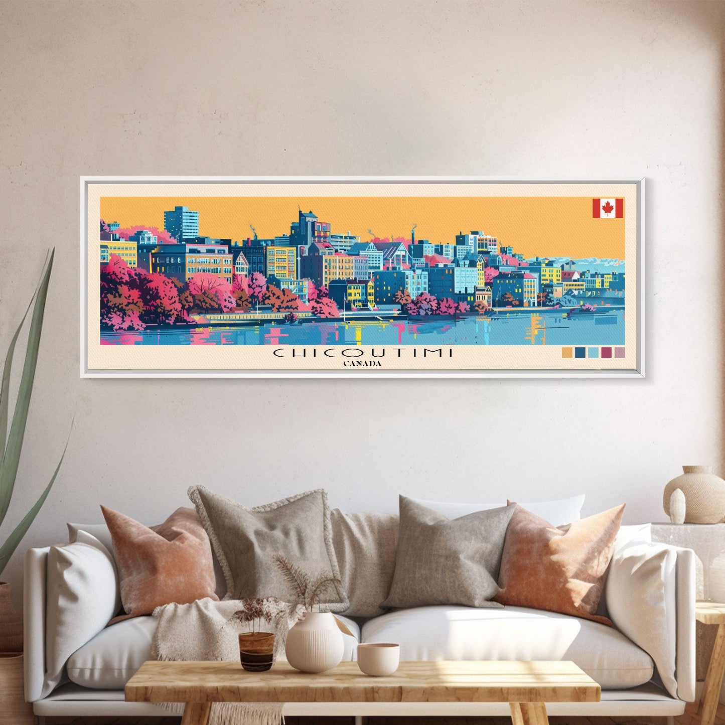 Chicoutimi, Canada Panoramic Canvas Print, Chicoutimi, Canada Painting, Canada Art, Chicoutimi Travel Poster, Travel Art, Guest Room Painting